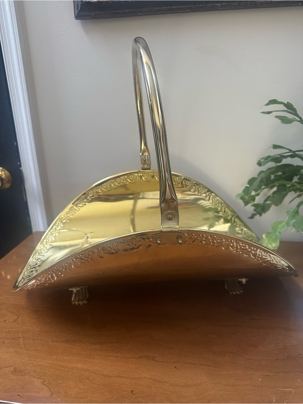 Vintage Brass Log Holder with Handle
